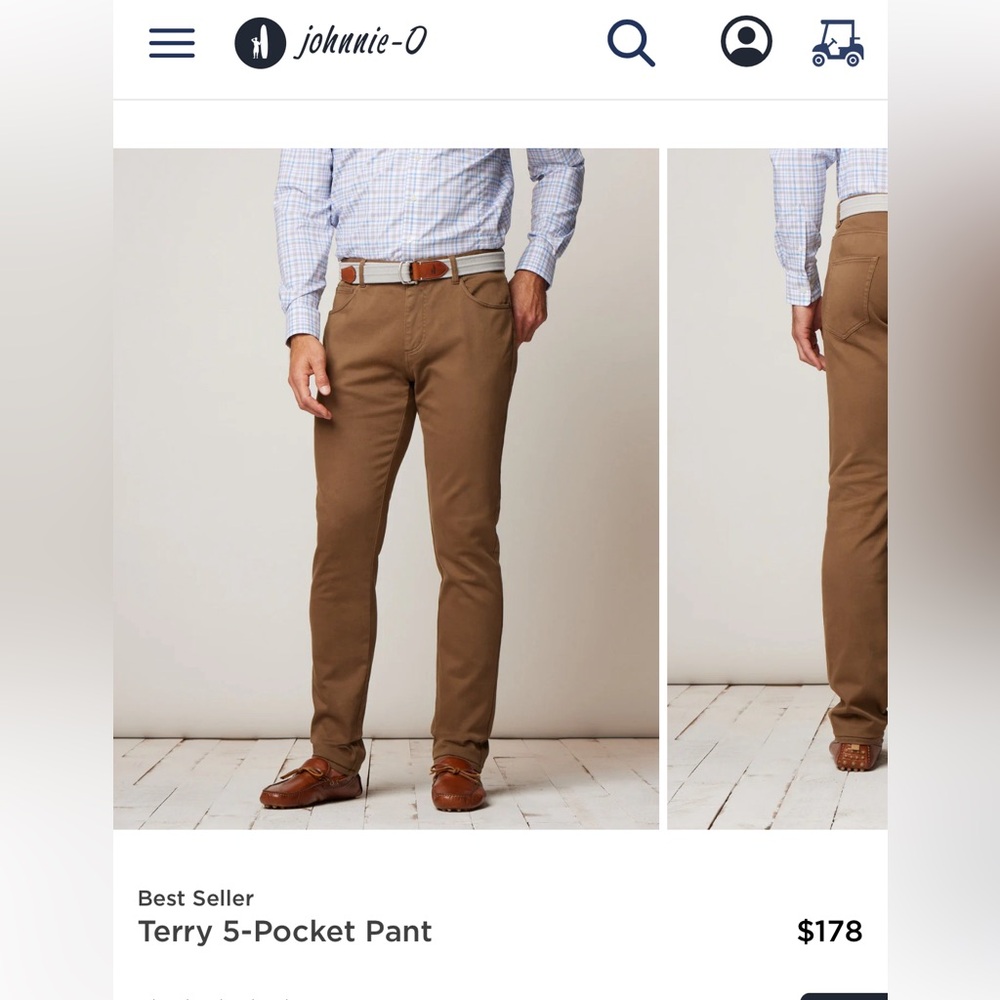 NWT Johnnie-O Men’s Terry Khaki Pants 34x34